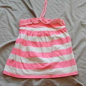 Justice size 10 pink and white striped halter top